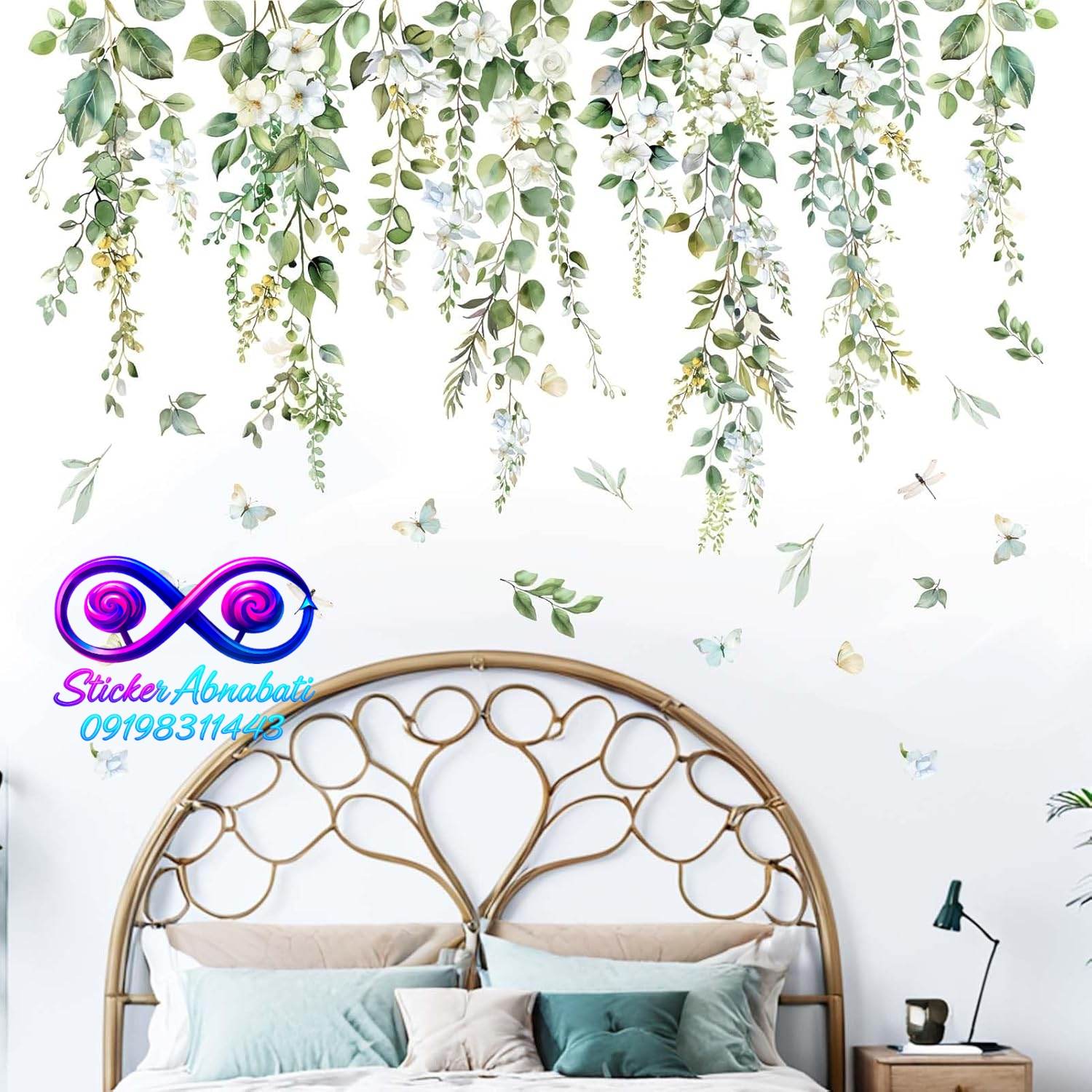 decorative-wall-jasmine-white-2 تزیینات دیوار یاس سفید برای دکور دیوار منزل و اتاق با طراحی ظریف و شیک