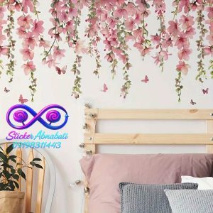 برچسب دیواری آویز گلهای صورتی برای دکور اتاق نشیمن ایجاد حس خاص و پر از انرژی مثبت