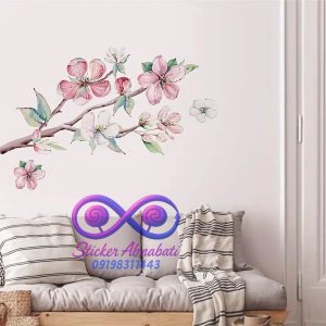برچسب دیواری طرح شکوفه بهاری صورتی با نصب آسان