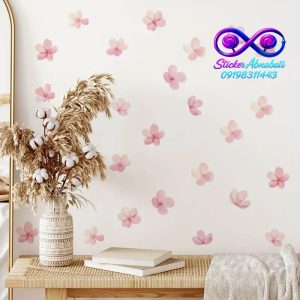 استیکر دیواری گل سه‌بعدی پاستیلی برای دکوراسیون دیوار اتاق دخترانه