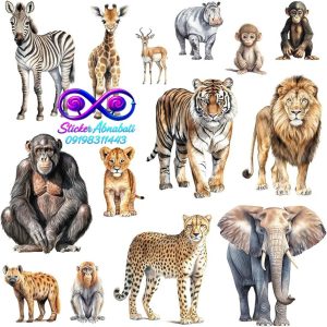 استیکر دیواری حیوانات برای دکور اتاق کودک با طرح های خاص از حیوانات مختلف جنگل