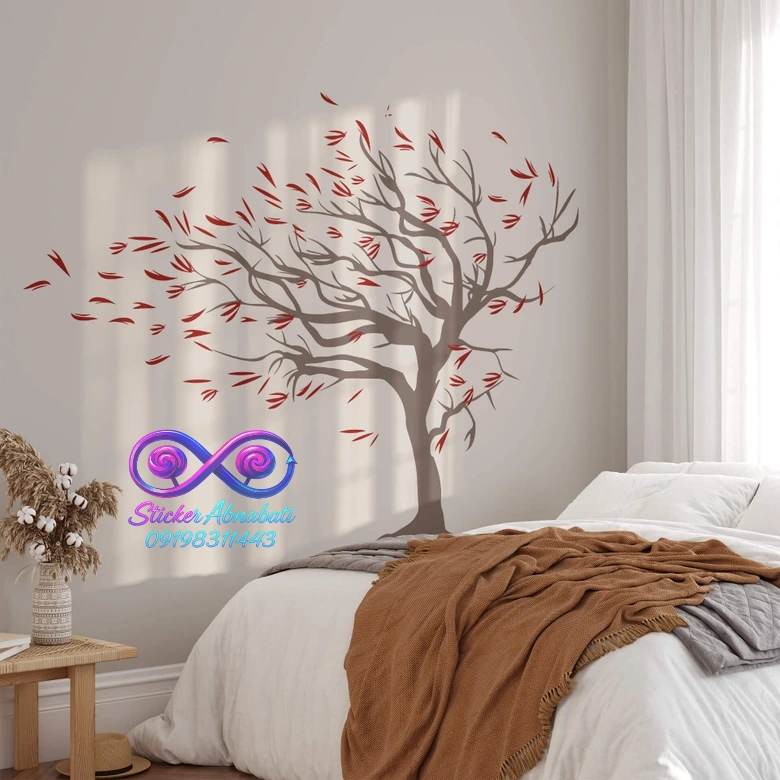 autumn-tree-wall-sticker استیکر دیواری درخت پاییزی با برگهای قرمز مناسب دکوراسیون مدرن