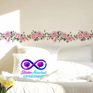 برچسب دیواری نوار گل رز صورتی برای اتاق خواب