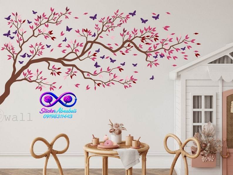 tree-branch-wall-sticker-living-room استیکر دیواری شاخه و درخت دکوراسیون دیوار پذیرایی را خاص و دلپذیر میکند