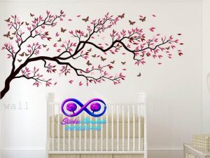 استیکر دیواری شاخه درخت با طراحی طبیعت و برگهای لطیف