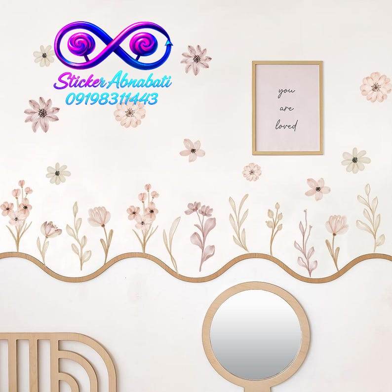 pink-floral-wall-art-sticker خرید استیکر دیواری گل برای اتاق خواب نوزاد و کودک شما