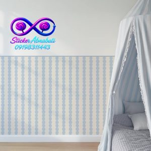 دیوارپوش برچسبی آبی ملایم مناسب اتاق نوزاد