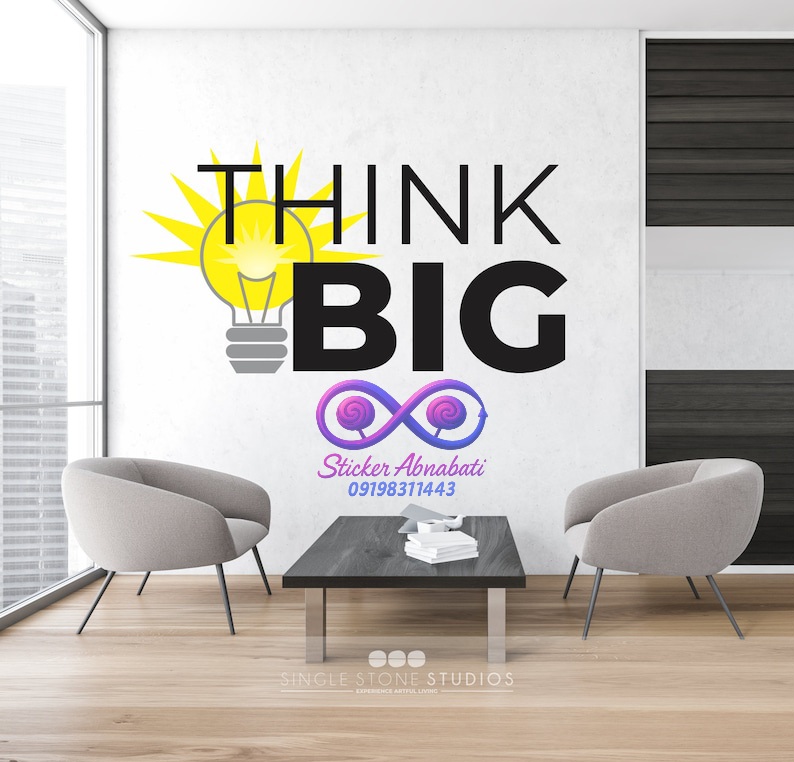 modern-office-decoration-sticker-abnabati استیکر دیواری برای شرکت انگیزشی طرح Think Big مناسب اتاق کار و شرکت