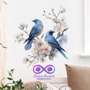 طرح ظریف و مینیمال پرنده و گل، مناسب دیوار سفید و دکور روشن.